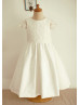 Cap Sleeves Ivory Lace Cotton Wedding Flower Girl Dress